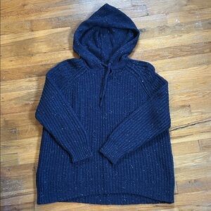 Navy Blue Speckled Hooded Sweater